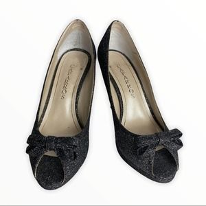 Caparros Silver Sparked Peep Toe Heels